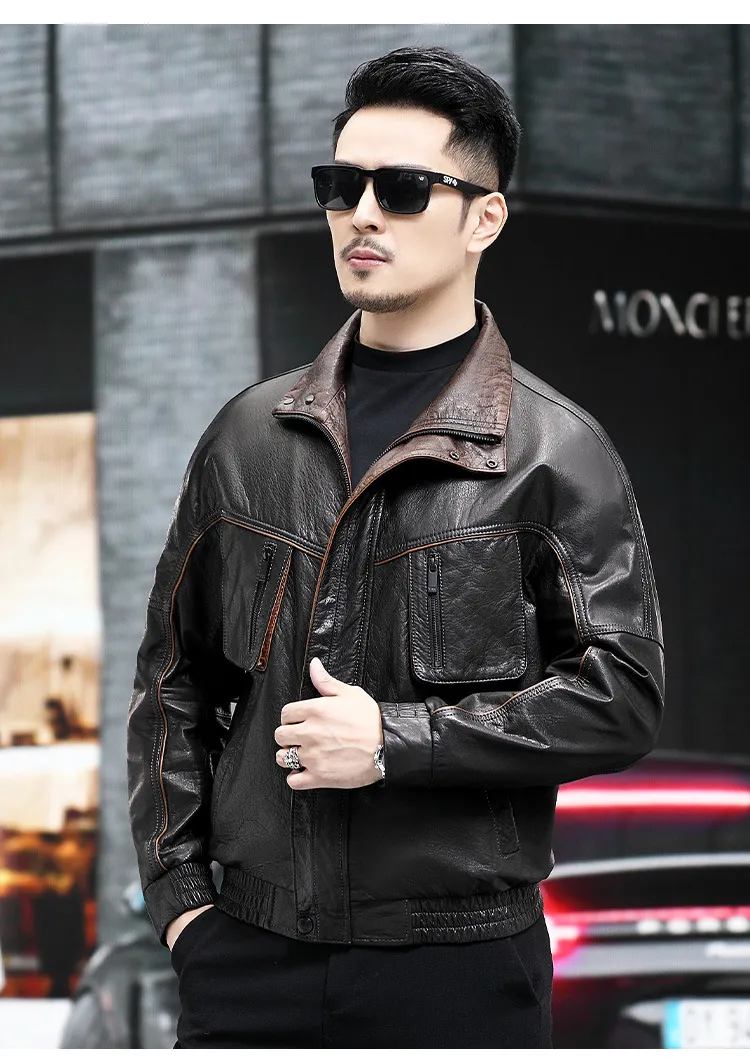 Genuine Leather Mens Flight Bomber Motorcycle Jackets For Men Motorcycle Biker Outerwear For Spring Plus Size Clothing From Tomwei 163 DHgate.Com