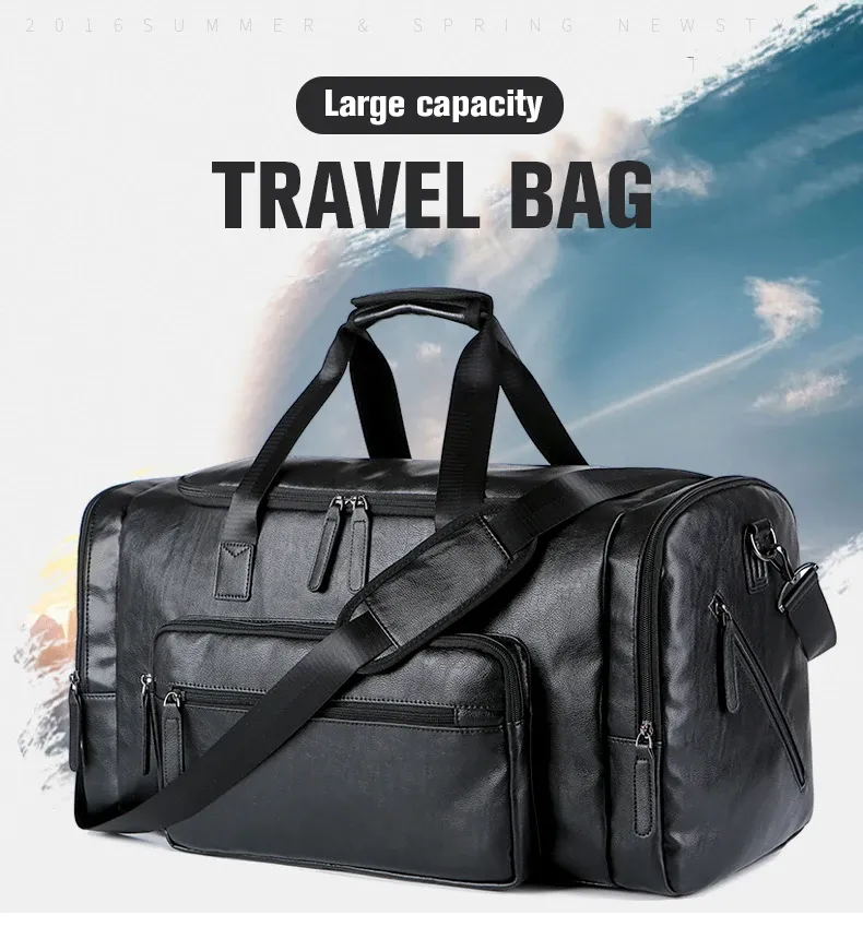 Bags Retro Leather Travel Tote Bags Male Weekend Bag Mens Large Capacity Hand Luggage Duffel Handbags Shoulder Bag Dropshipping bolso