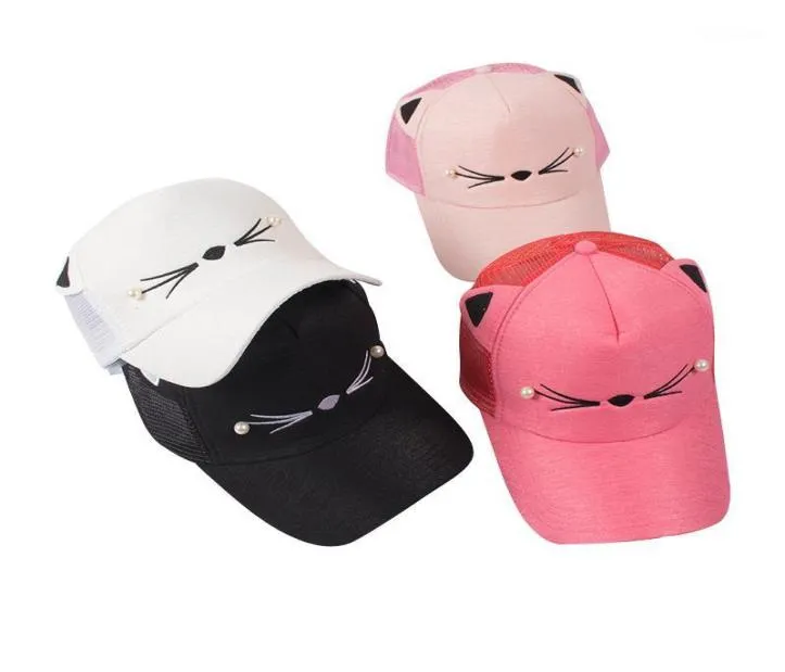 Ball Caps 15TOPLOT SINGYOU Lovely Cat Ear Baseball Cap Women Casual Allmatch Sunshade Hat Solid Color Mesh Hats9778902