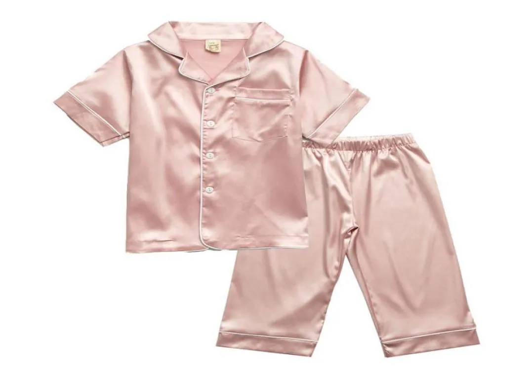 Children Silk Pajamas Kids Summer Pyjamas Set for Girls Boys 2020 Toddler Home Sleepwear Clothes Teens Nightwear Clothing T2009011531318