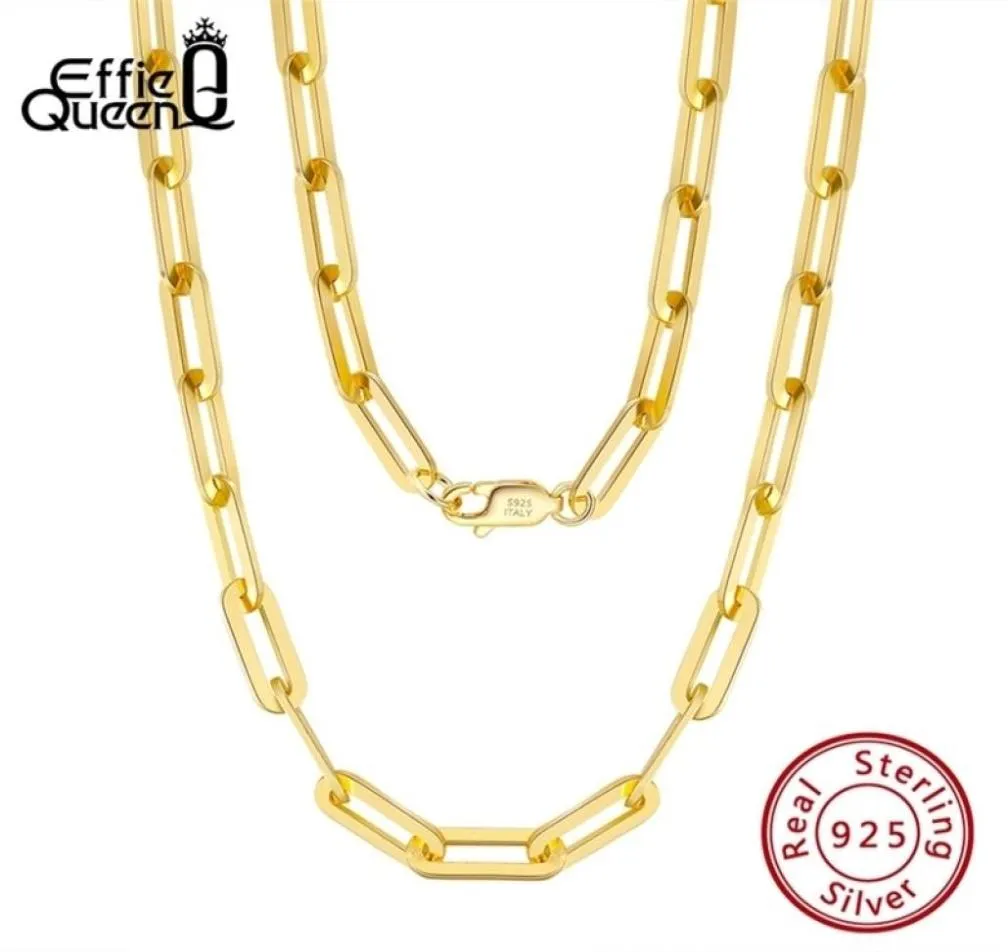 Effie Queen Italian Chain Chain Chain Link Colar 925 Sterling Silver 14K Gold 16quot 18quot 22quot polegadas colares para WOM3792074