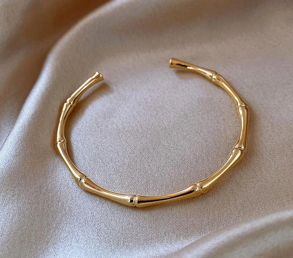 Bangle luxe bamboe gouden kleur dames039s hand harde armbanden op sieraden verstelbare ontwerper c armbanden voor meisjes cadeau4904546