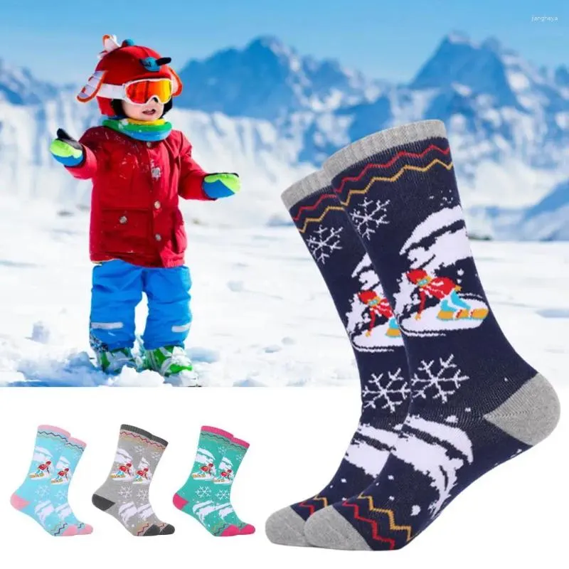 Sports Socks 1 Pair Ski Antifriction Non-Slip Cuff High Elastic Anti-pilling Sweat-absorbing Keep Warm Lightweight Boys Girls Thick War