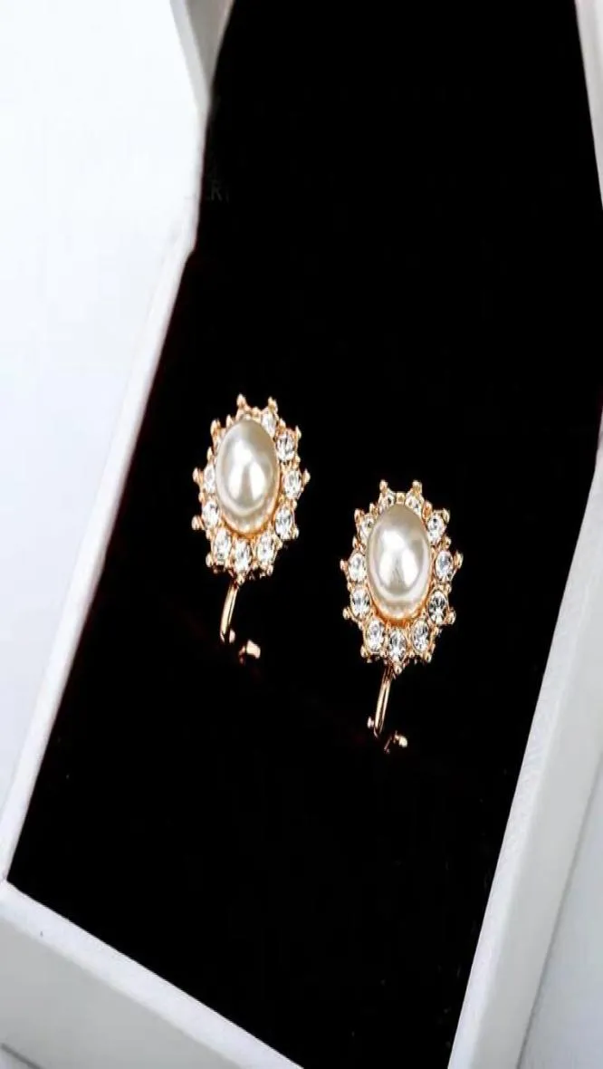 trendy flower design pearl ear clips earings for Mother039s Day gift fashion wedding party jewelery for bridal earring bijoux g7201938