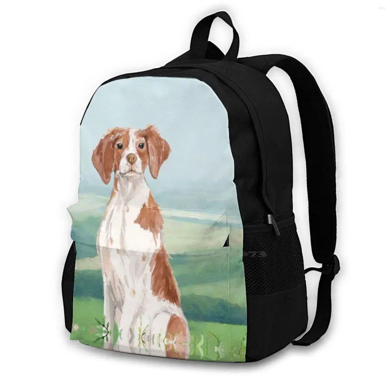 Backpack Brittany Spaniel Arrivals Unisex Bags Casual Bag Dog Pet Animal Cute Canine Puppy Domestic