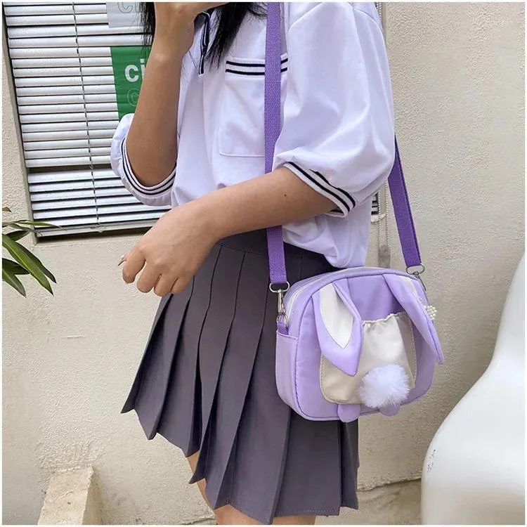 Axelväskor japanska lolita vind svans duk väska kvinnlig 2024 personlighet söt student en messenger