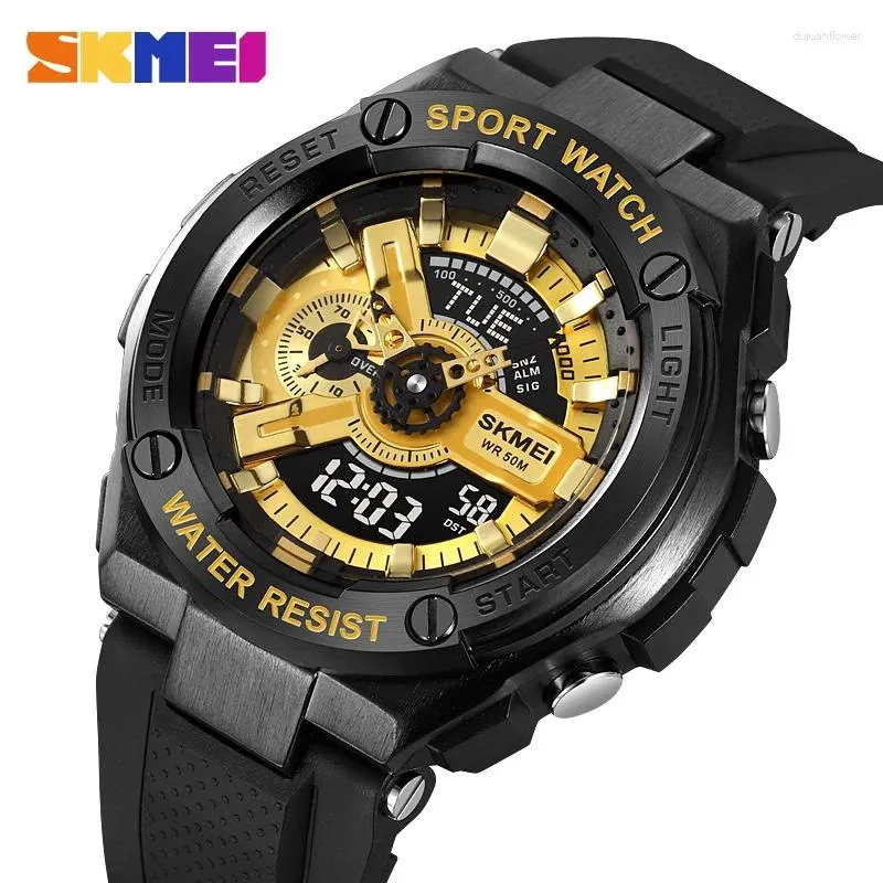 Montre-bracelets SKEMI Véritable résistant à l'eau 50 mètres adaptés à la montre de natation Qualité de lumière Two Tone Classic Men's Watches 2101