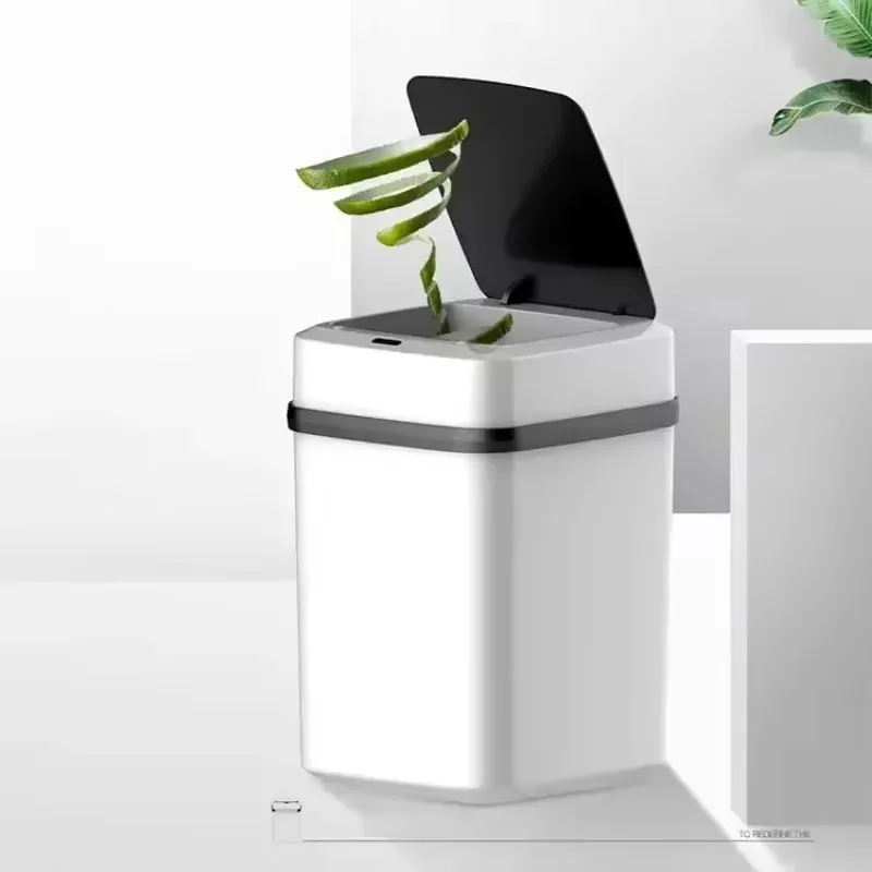 13L Smart Garbage Can con tapa de inducción y cubo interno extraíble para la basura del baño de cocina y baño