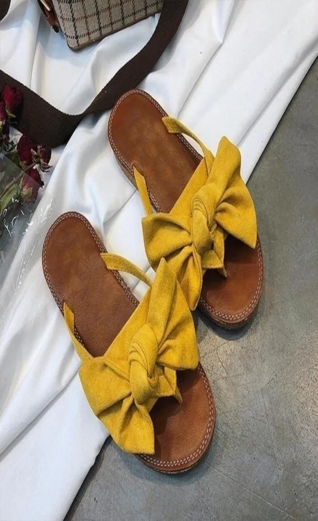 Fayuey Bow Slipper torriditetsfjäril Sandaler Slipper inomhus utomhus flipflops strandskor mode kvinnlig y2004239771652