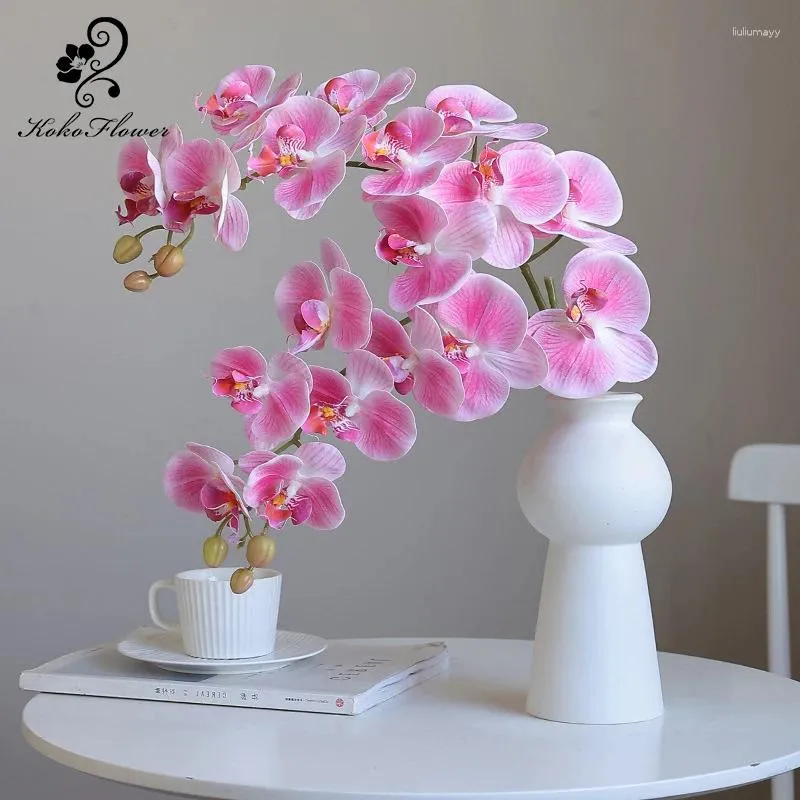 Dekorative Blumen Koko Blume 7 Kopf 83 cm künstliche feuchtigkeitsspendende Berührung Schmetterling Orchidee DIY Hochzeits Weihnachten Home Dekoration Verkauf