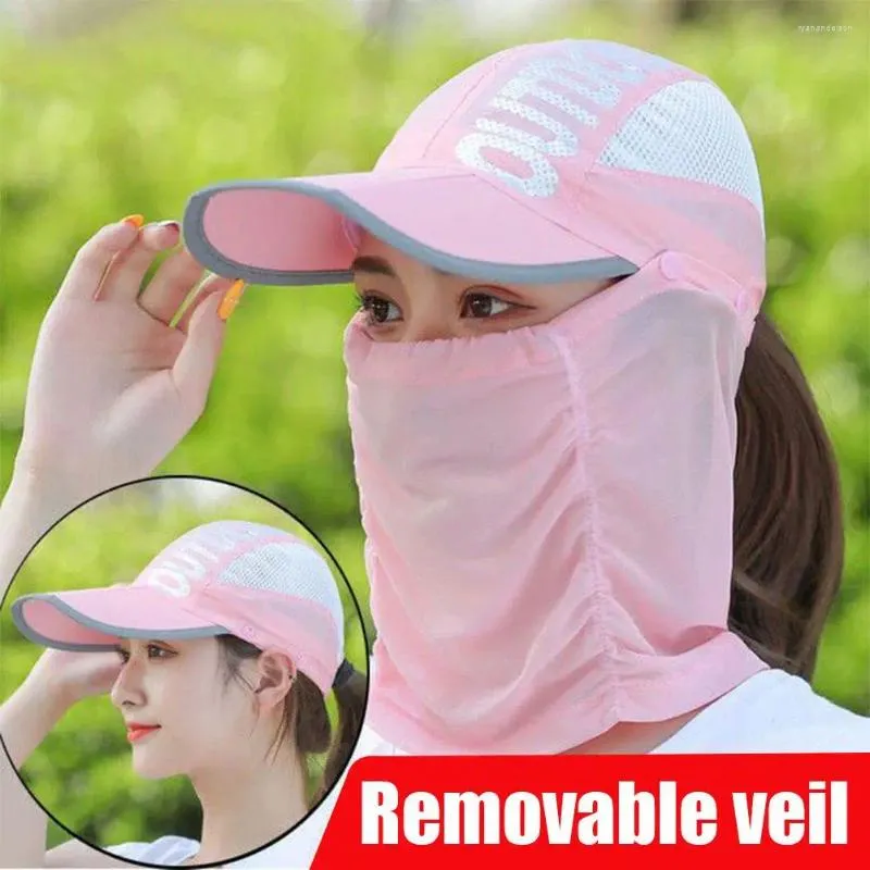 Berets Neck Protection For Men Silk Scarf UV Outdoor Cap Mask Sunscreen Veil Anti-uv Face Cover Ma M2I4