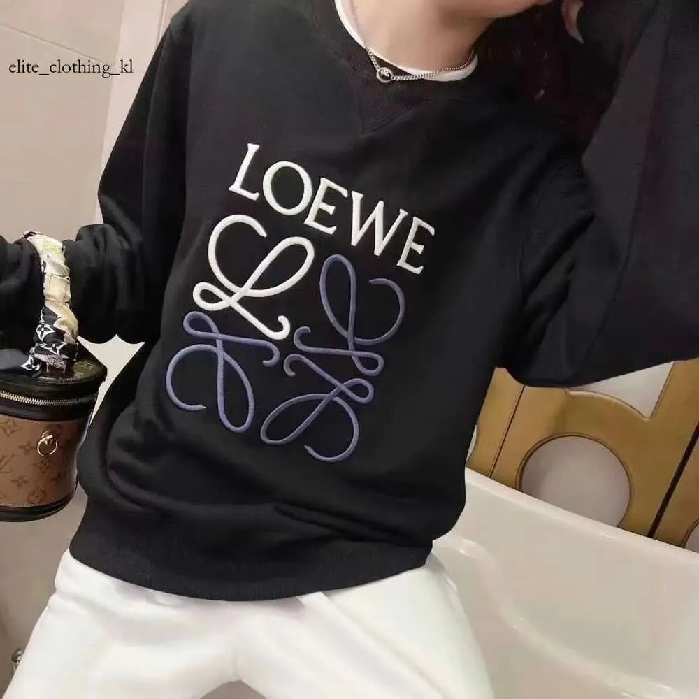 Felpa con cappuccio da uomo di loewe da uomo 2023 Autunno/Inverno Coppia di sacchetti loewew Coppia classica oro nero ricamato Luo Yi Round Neck Lowew Top Mwater per uomini e donne 238