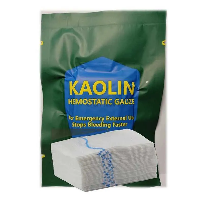 First Aid Supply 1Bag Hemostatic Kaolin Gauze Combat Emergency Trauma Z-Fold Soluble For Ifak Tactical Military First Aid Kit Medical Wound d240419