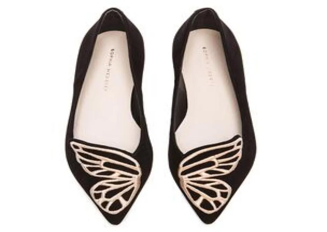 Sophia Webster Lady suede Leather Dress Shoes Butterfly Wings Embroidery Sharp Flat Shallow Women039s Single Shoes Size 345830565