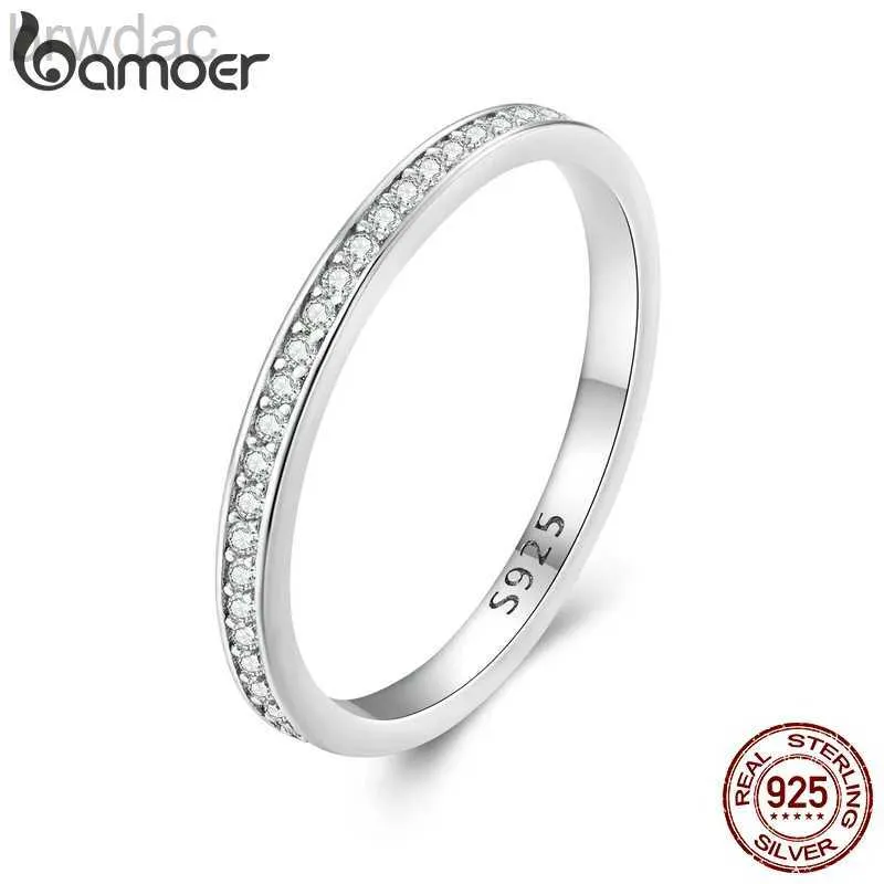 Anello solitario BAMOER MASSANITE FAGGIA DELLA MADURA 925 Anelli di eternità in argento sterling laboratorio placcato platino Creato anello impilabile diamantato per donne D240419