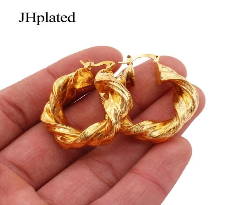 Hoop Huggie Luxury 24k Gold plaqué Hoops Pircing Boucles d'oreilles inhabituelles Bijoux Accessoires pour les femmes rondes Africain Bridal Oreing Bings PA7191115