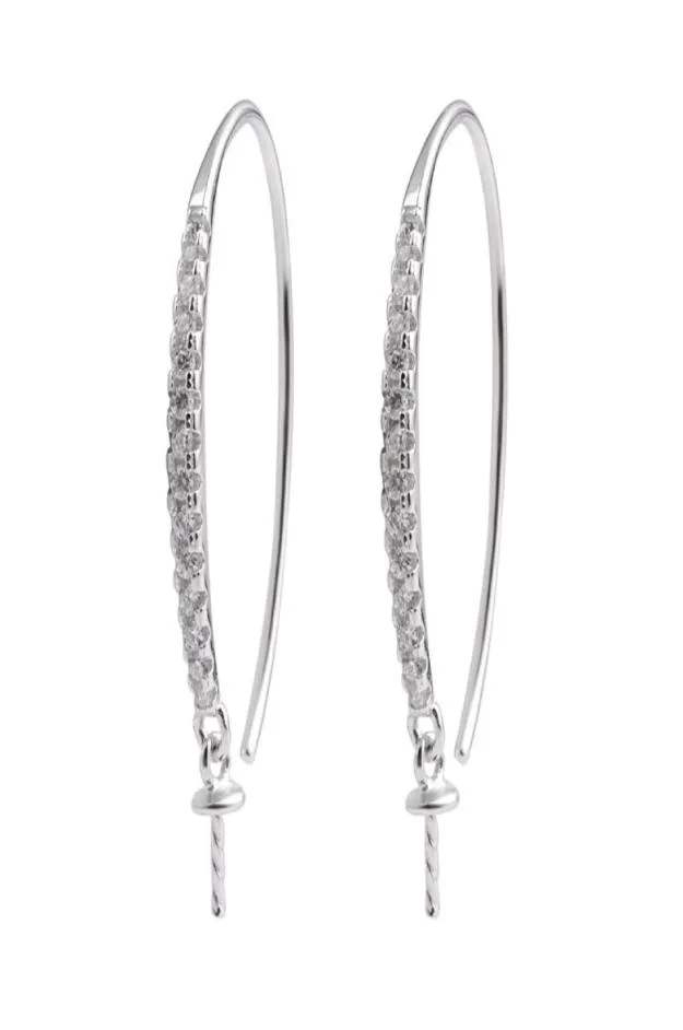Earwire Findings 925 Sterling Silver Hook Pearl Drop Earrings Semi Mounting Cubic Zirconia Jewellery 5 Pairs4776790