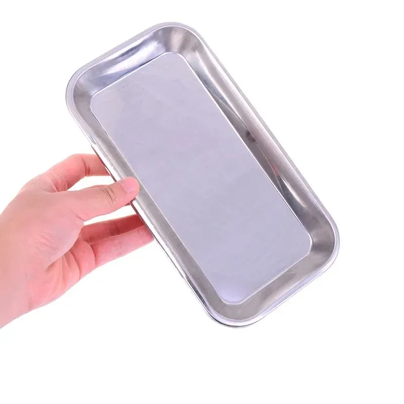 Stainless Steel Cosmetic Storage Tray Nail Art Equipment Plate Doctor Surgical Dental Tray False Nails Dish Tools