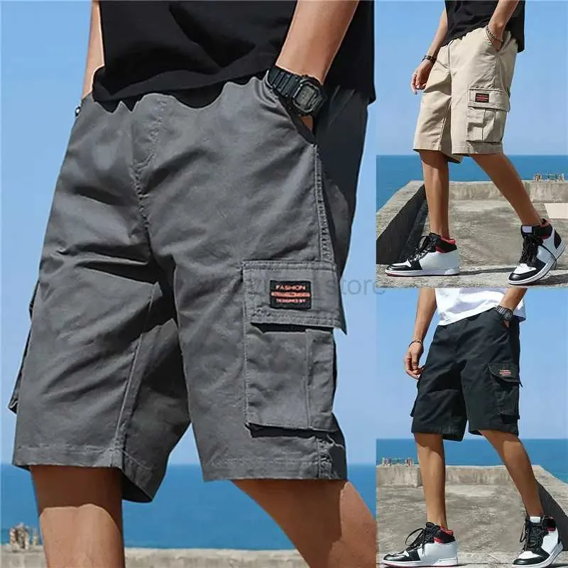 Men's Shorts Male Cargo Pants Knee Shorts Classic Summer Shorts Multiple Pockets Large Size Cotton Half Pants Khaki Grey Shorts 240419 240419