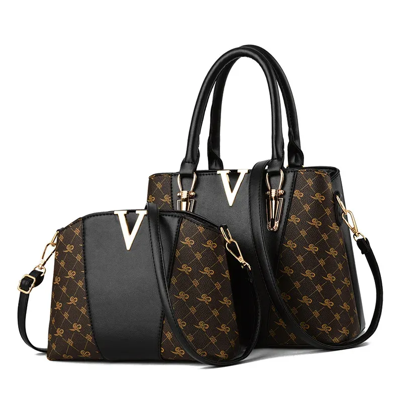 Bags Ladies PU Leather Handbag 2piece Suit Large Capacity Messenger Bag High Quality Luxury Brand Female Bag Fashion Shoulder Bag