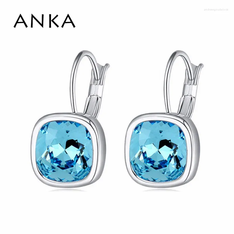 Boucles d'oreilles ANKA Anka Fashion Classic Square Crystal Rhodium plaqué pour les femmes cristaux d'Autriche # 114838