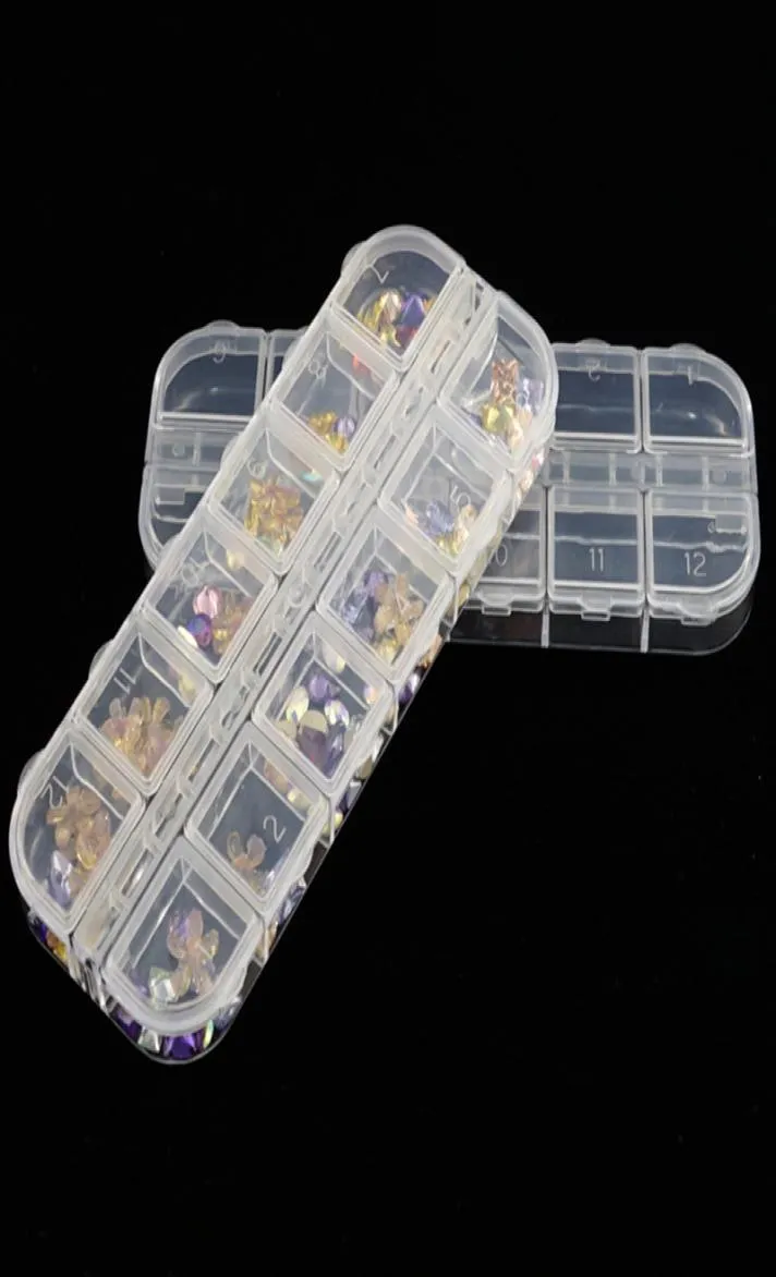 Nail Art Storage Box 12 Grids Compartment Plastic Sequins Organizer Jewelry Mini Diamond Empty Boxes new7131163