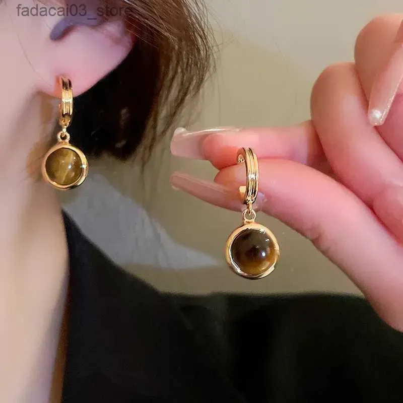 Stud Stud 2023 New Fashion Tendencia de moda Diseño único Elegante Delicado Vintage Amber Round Round PARA Mujeres Joyas Party Premium Gifts Wholesal