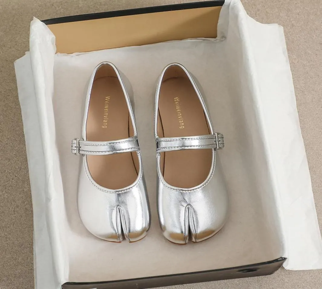 Sukienka Silver Skórzana Split Nire Flat Buty Kobieta Mary Janes Tabi Ninja Flats Kobieta