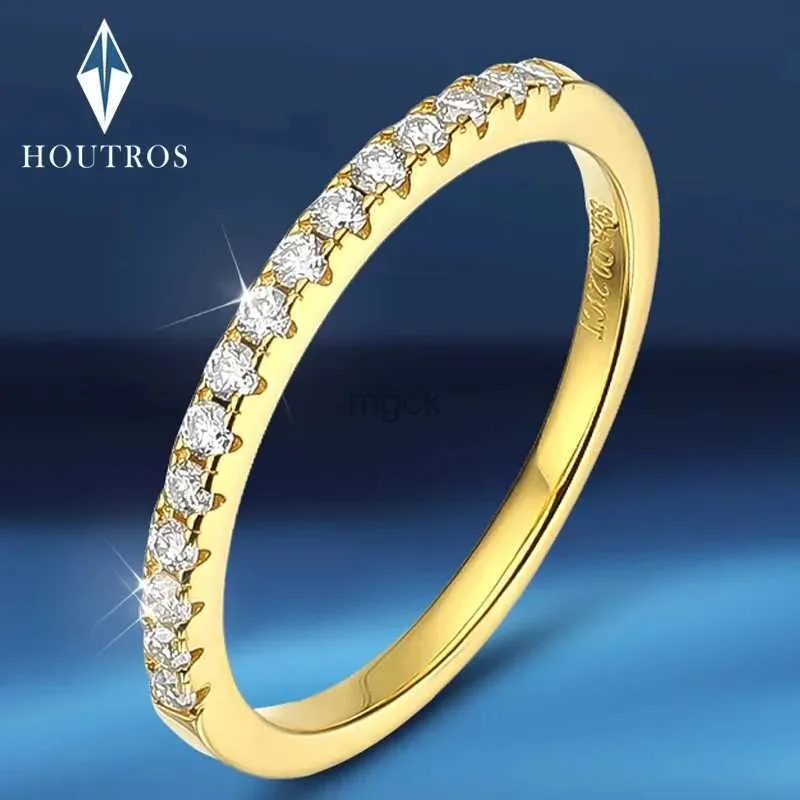 Wedding Rings Real Moissanite Diamond Stackable Rings for Women 925 Sterling Silver Compated 18K Gold Half Eternity Wedding Band Sieraden Houtros 240419