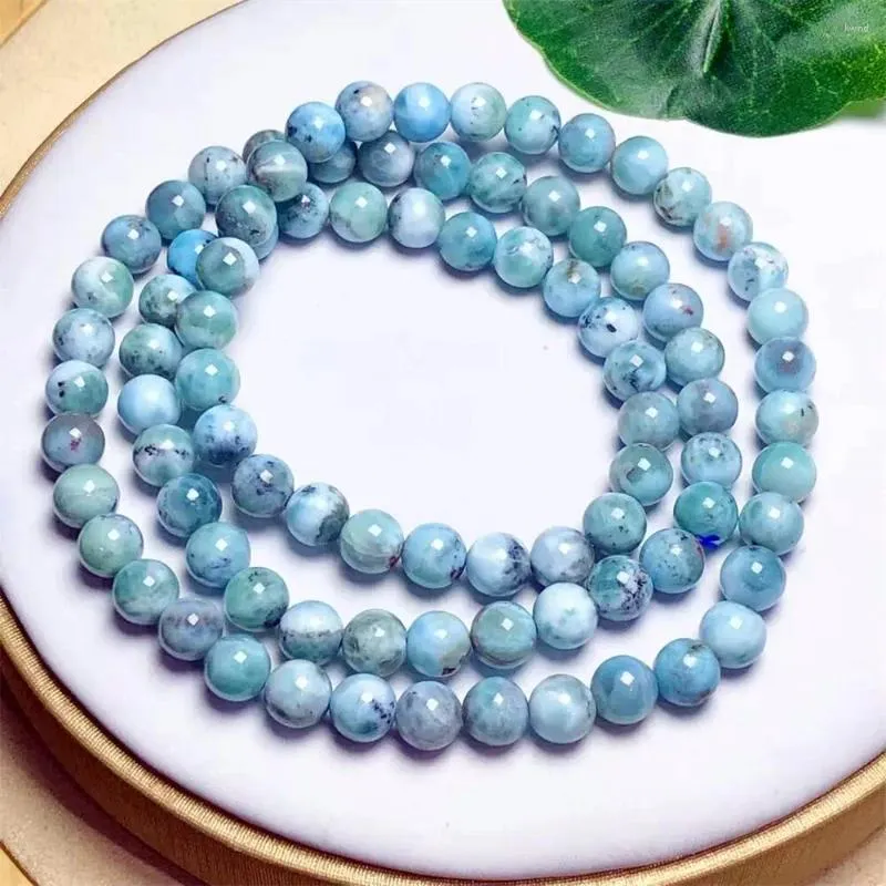 Link Armbänder Natural Larimar Triple Circle Armband Mode Energy Stone Reiki Heilung Kristall Strand Fengshui Geschenk 1PCS 5/6mmmm