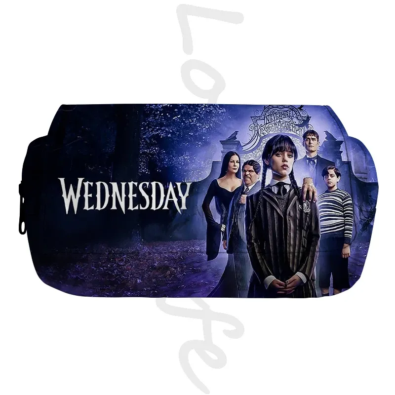 Fall onsdag Addams Pencil Bag Söt blyertsfodral Nevermore Academy Cosmetic Case Kids Pen Pouch Stationery Box School Supplies Gift