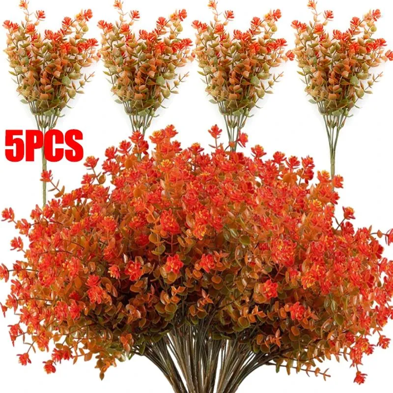 Decorative Flowers Artificial Autumn Eucalyptus Simulated 7 Heads Home Table Decoration Fake Plants Wedding Party Decor