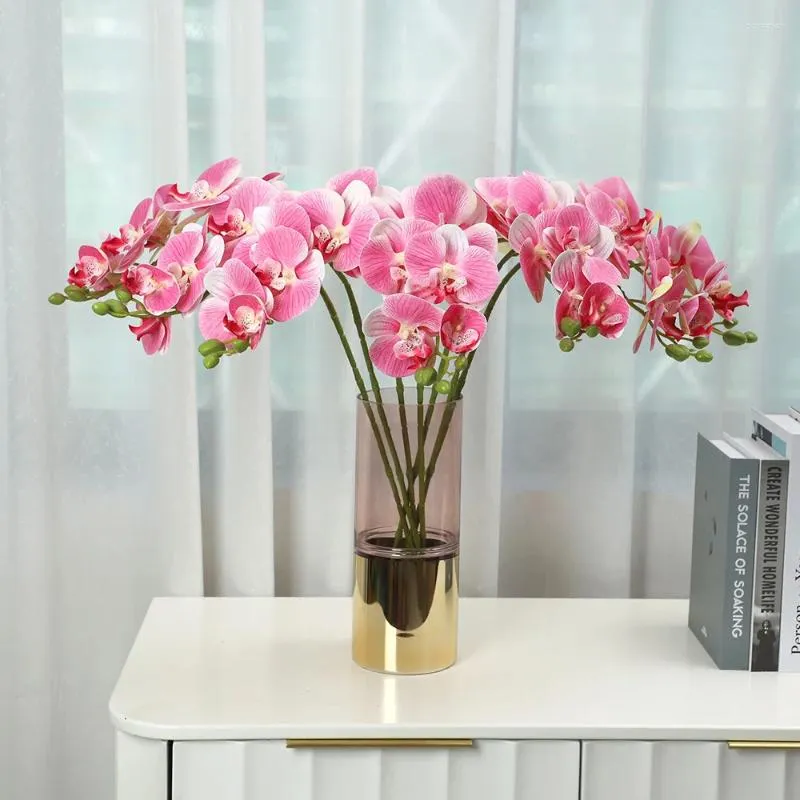 Dekorative Blumen 6 PCs 3D-Druck 7-Kopf-Schmetterling Orchideen Blumenbouquet Simulation Home Wohnzimmer Dekoration Künstliche Bonsai
