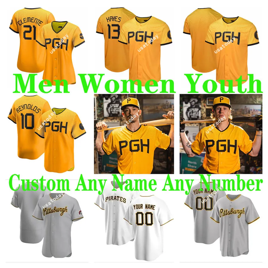 PGH 10 Bryan Reynolds 2024 Korsanlar Beyzbol Formaları Roberto Clemente Willie Stargell David Bednar Henry Davis Jarlin Garcia Ke'bryan Hayes Jack Suwinski