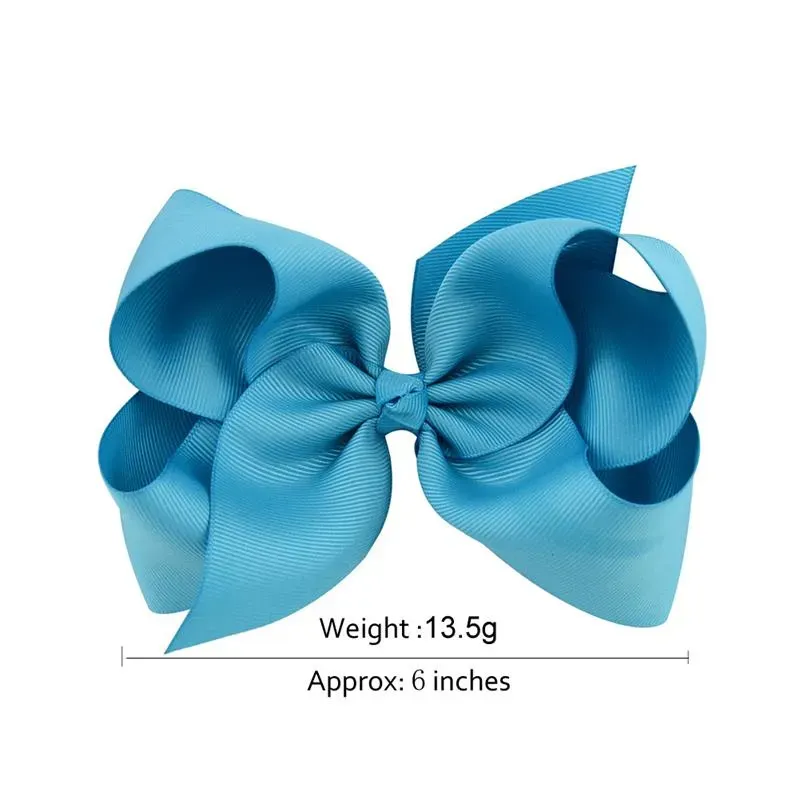 6 inch Cute Hair Accessories Handmade Baby Girls Bowknot Hair Clips Kids Boutique Solid Ribbon Bows Hairpin Barrettes