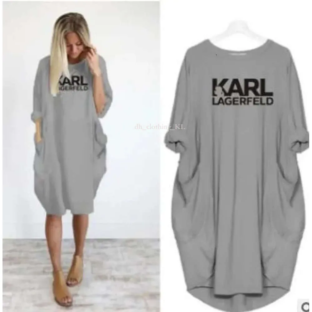 Klänningar kvinnor Karl Lagerfield Woman Dress Designer Letters Karl Loose Letter Luxury bekväm och högkvalitativ vår sommar stor storlek 4xl 5xl plus kläder 1