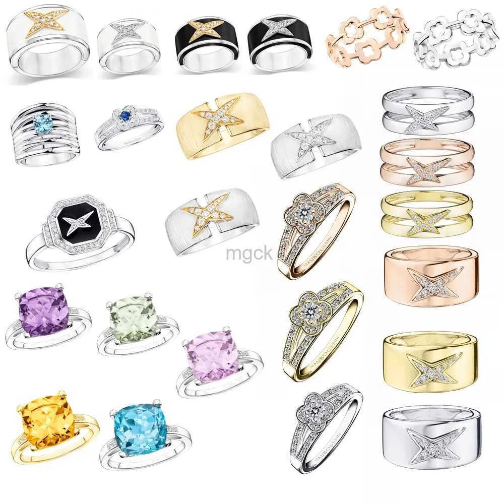 Bagues de mariage Forme d'étoile Zircon Diamond Onyx Crystal Ring For Women Designer Jewelry Gold 925 Silver Silver French Paris pour la fête 240419
