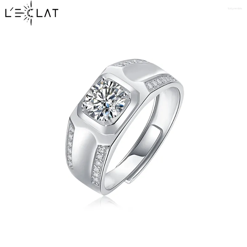 Ringos de cluster leclat gra 1ct anel de noivado de moissanita para homem estilo 925 Sterling Silver Wedding Birthday Birthday Diamond Band Fine Jewlery