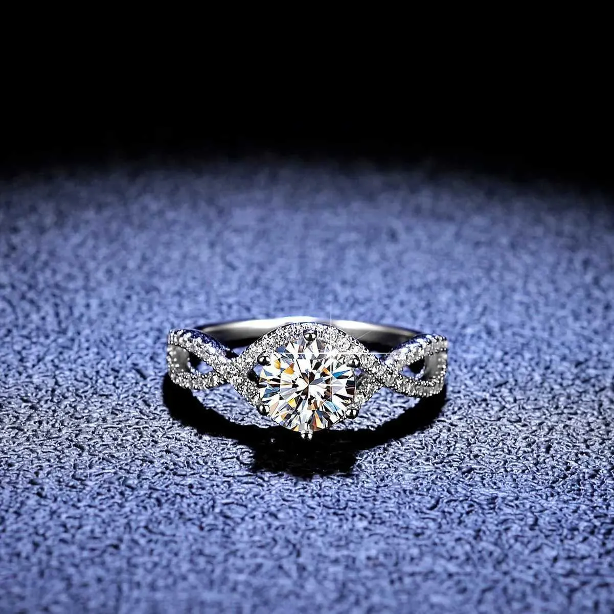 Solitaire Ring Luxury Pt950 Platin Vorschlag Ring Real High Clarity D Farb Diamant Moissanit Ringe Ehering Band Schmuck für Frauen D240419