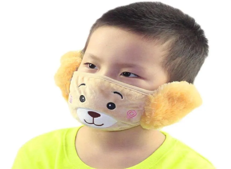 Fashion Winter Kids cartoon bear Ears Muffs hats Children fleece Thicken warm Mask Ear Muff Boys Girls plush masks A5311262K4369121