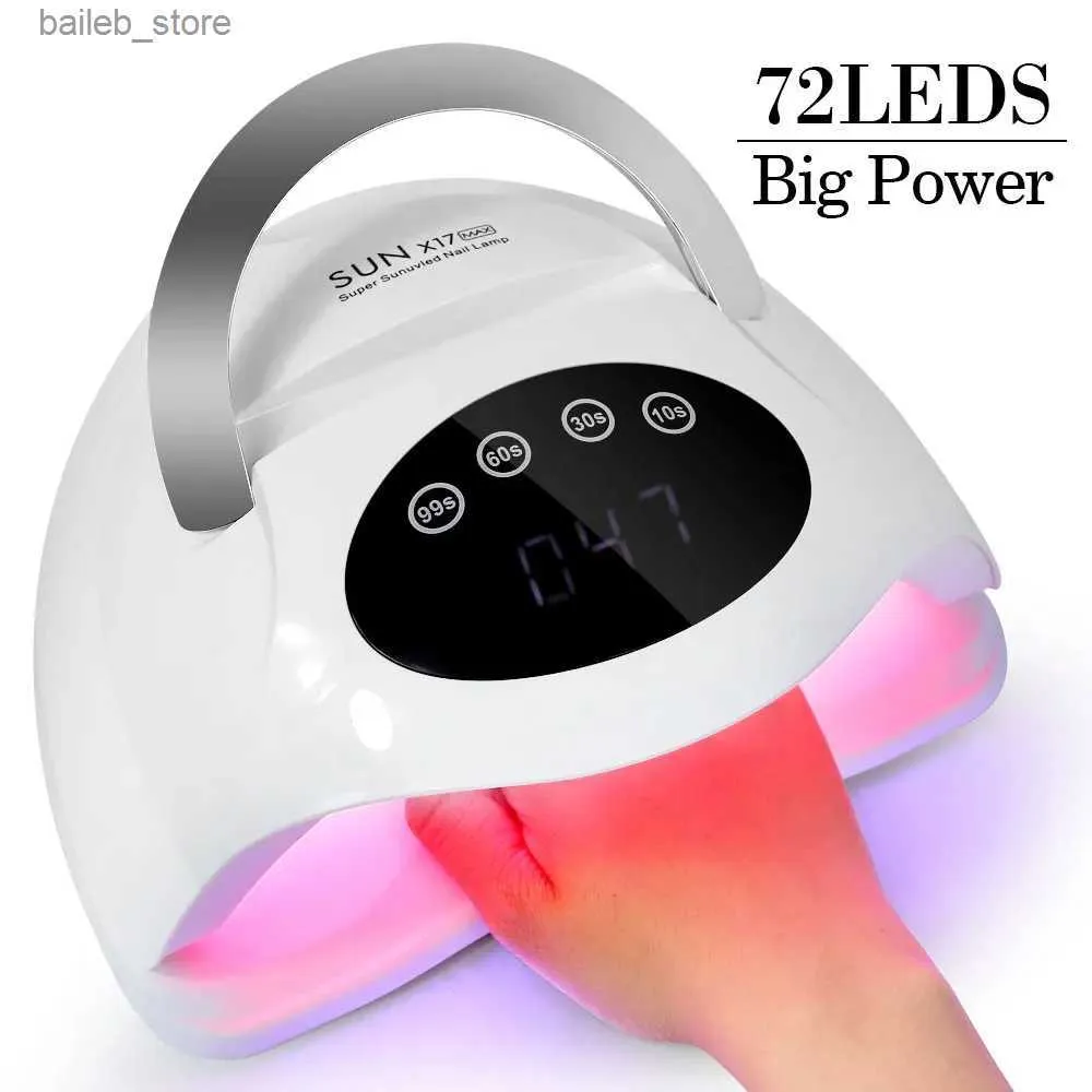 Nail Dryers UV LED Nail Dryer with HD Display All Gel Polish Suitable for Home DIY Manicure 72 Lamp Beads Y240419