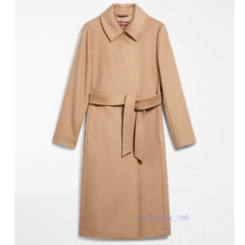 Luxury Coat Cashmere Coat Designer Coat Womens Wool Blend Coat Maxmaras Womens dubbelbröst skjorta krage ull lång kappa