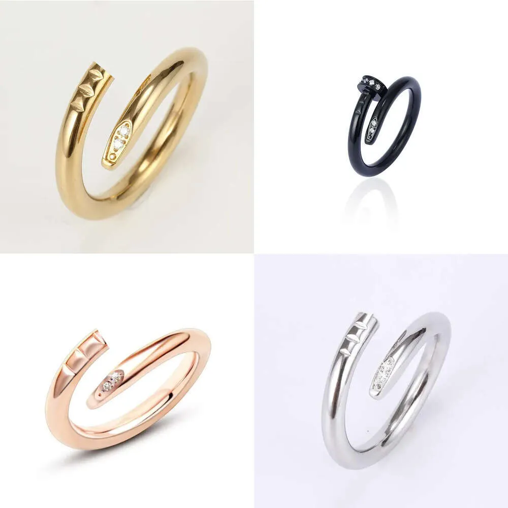 Designer Quality Love Ring Stainless Steel Fashion Women Men Wedding Jewelry Lady Party Gifts Diamond Gold Plated Band Rings Size 5-11 Sier Rose Black s