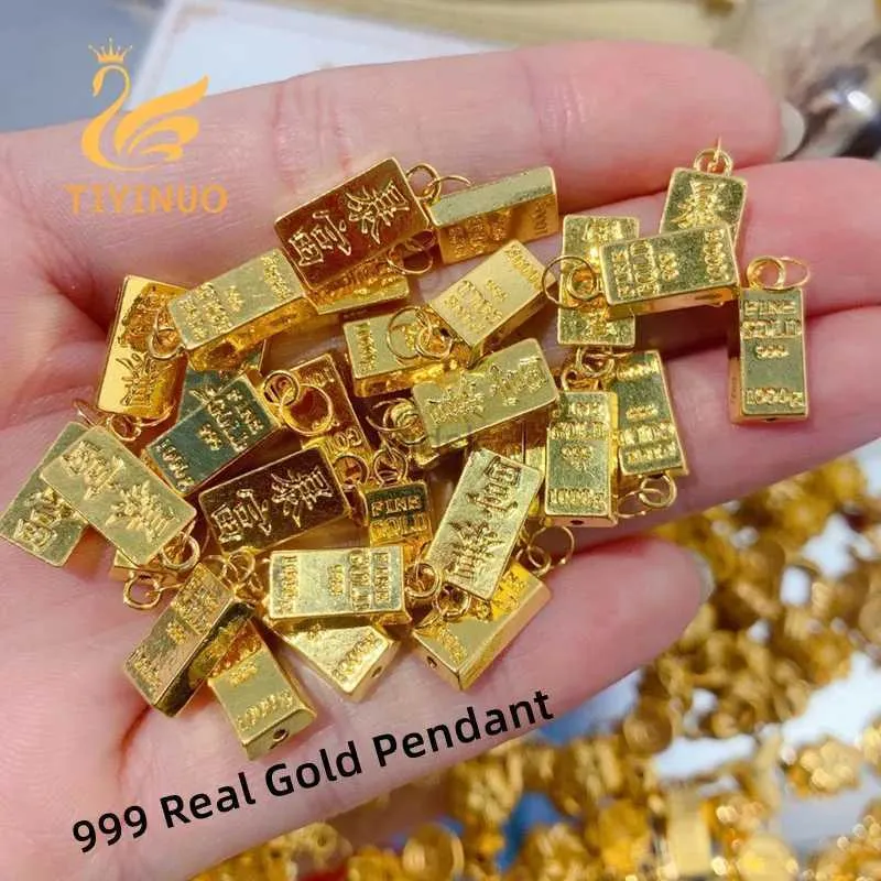 Pendant Necklaces TIYINUO Genuine Pure 999 Real Gold 24K Get Rich Pendant Necklace Fine Jewelry Exquisite Delicate Gift Classic Present For Woman 240419