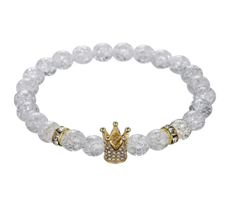 Imperial micro pave cubic zircon Crown charme bracelet hommes femmes crack blancs fleurs de pierre Bracelet bijoux8462797