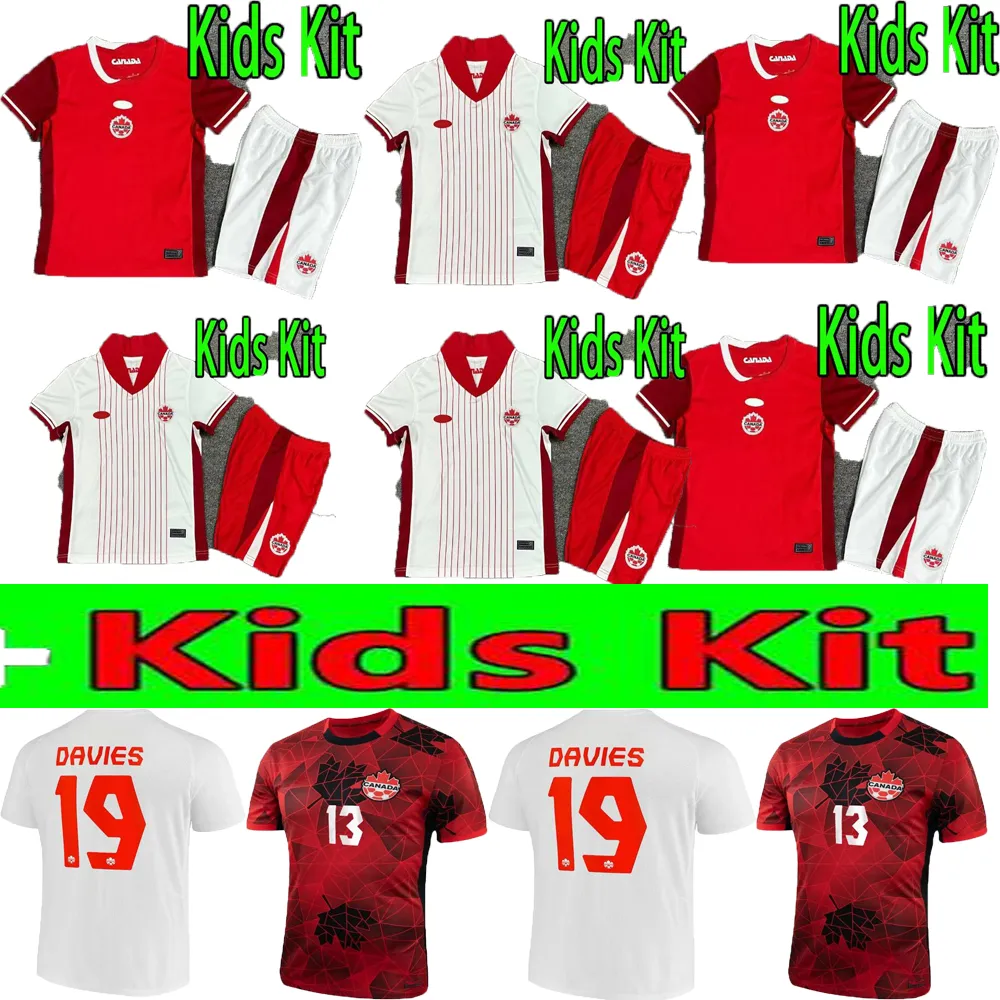 24/25 Canada Kid Brand New Red and White Soccer Jerseys National Grosso Cavallini Hoilett Sinclair Davies J.David Football Shirt South American Cup National Team