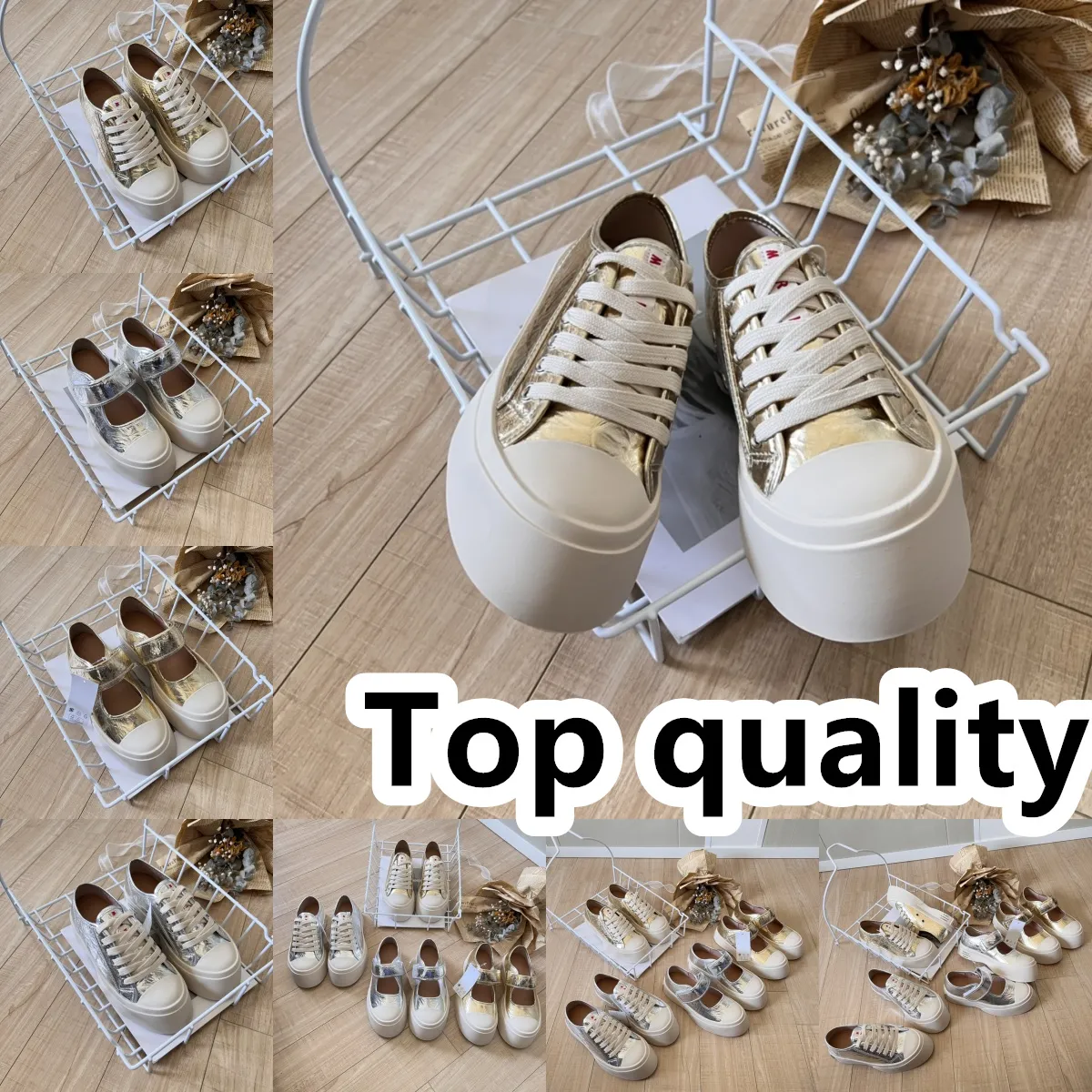 Casual Shoes Designer Schuhe Womens Vintage Trainer Sneakers Gold Silber Schnürung Schnüre-up-Klettverbände 36-40 Klassische Gai Golden White Free Versand