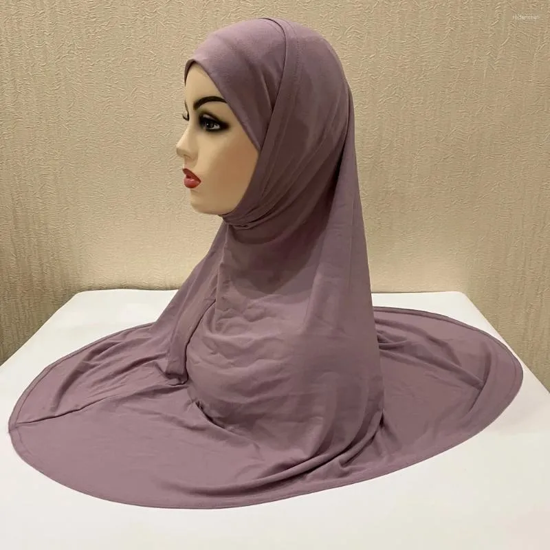 Vêtements ethniques H292 Plour deux pièces de grande taille Hijab musulman avec un menton de qualité supérieure Amira Pull sur l'écharpe islamique vend du foulard