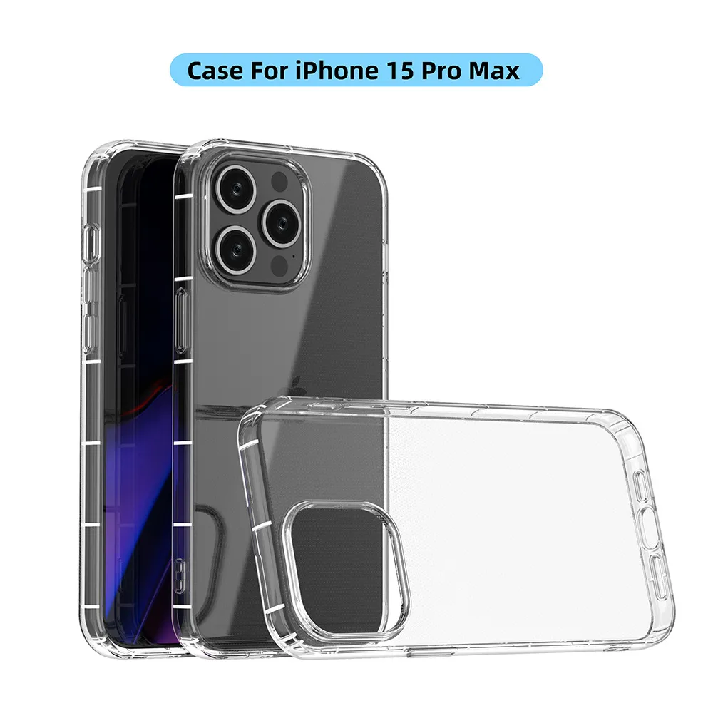 iPhone 용 투명 충격 방지 하이브리드 갑옷 전화 케이스 15 14 13 12 11 Pro XS Max XR Plus Samsung S24 S23 Clear Air Cushion Soft TPU Case Cover