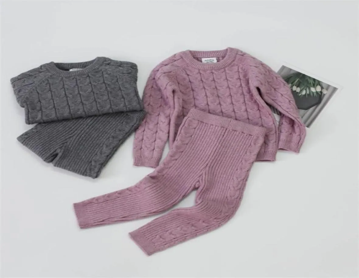 Herbst Kleinkind Baby Jungen Mädchen Kleidung Set Sweater Hosen Infant Jungen Strickanzug Dicke warme Winter Baby Mädchen Kleidung1 2128 Q21299439